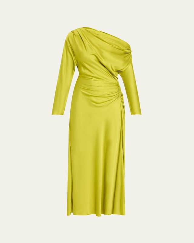 Piper Draped Satin One-Shoulder Dress